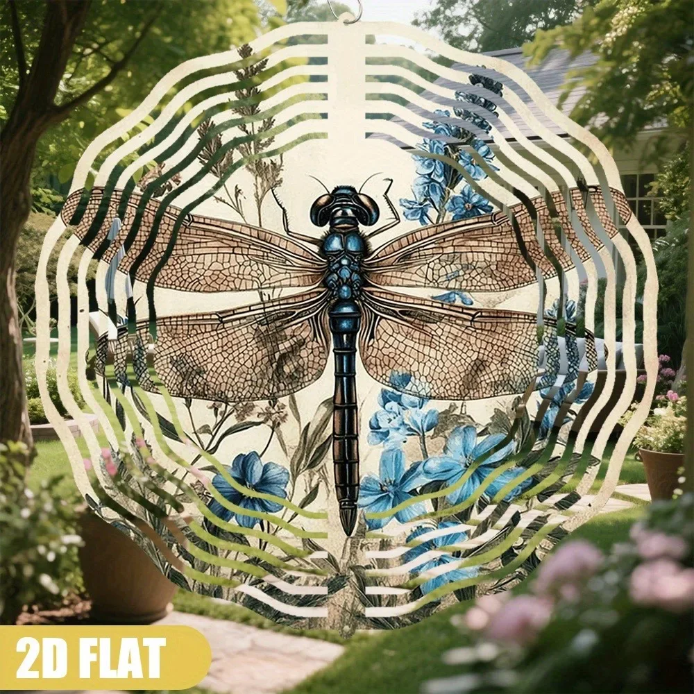 CIFBUY Rainbow Dragonfly Wind Chime 360 Rotating Kinetic Garden Art Yard Decor Outdoor Gift Spinner