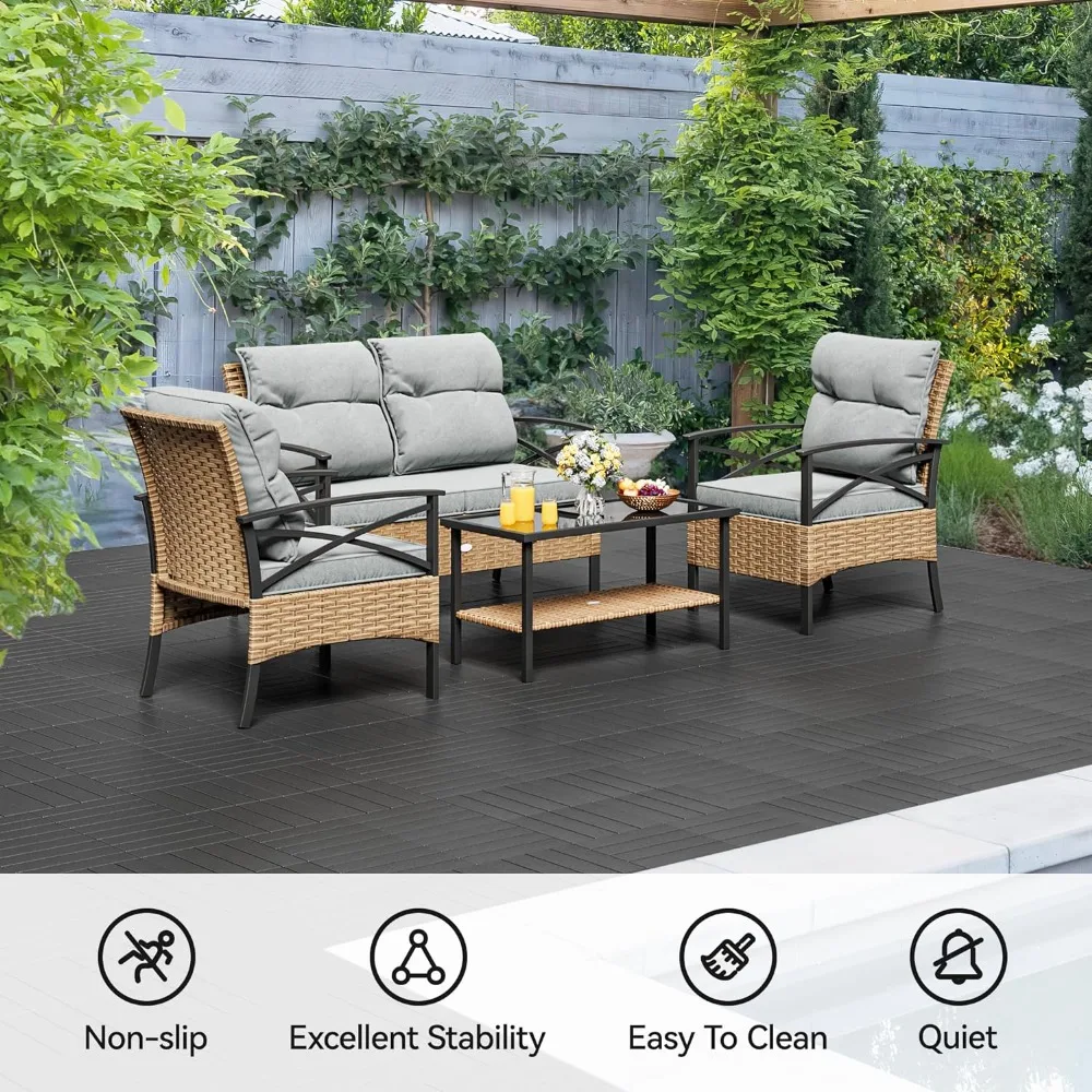 Plastic Interlocking Deck Tiles, 36 Pack, Waterproof Outdoor Flooring All Use, Durable Slip-Resistant 12x12 Inches, Deep Grey