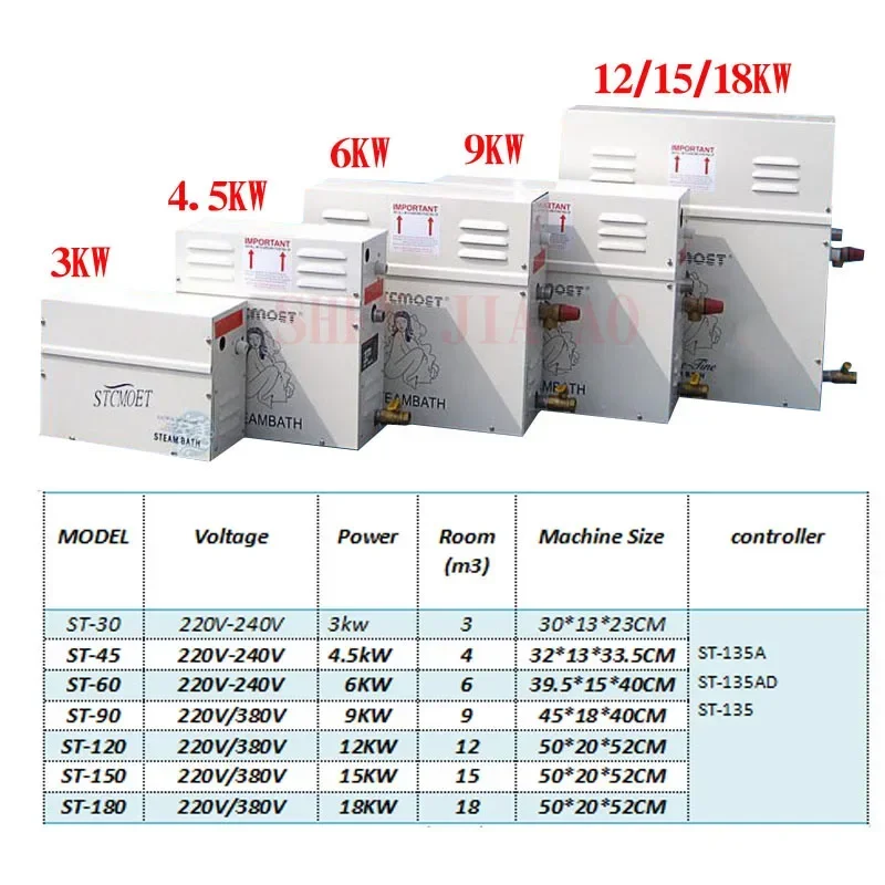 For ST-90 9KW Steam Generator for Shower 220V/380V Home Steam Machine Sauna Bath SPA Steam ShowerRoom Steaming Machine