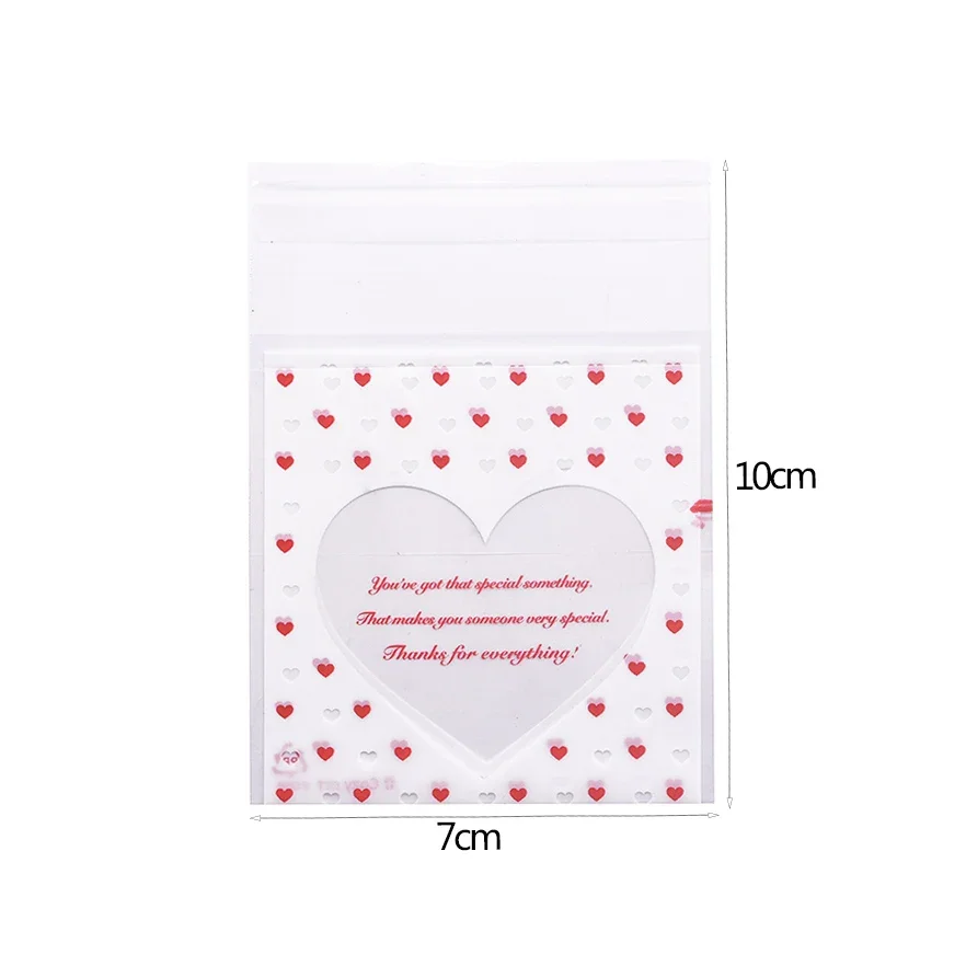 50/100pcs Heart Clear Candy Bag Transparent Plastic Bag Cookie OPP Bag For Wedding Birthday Party Deco DIY Gift Packaging Pouch