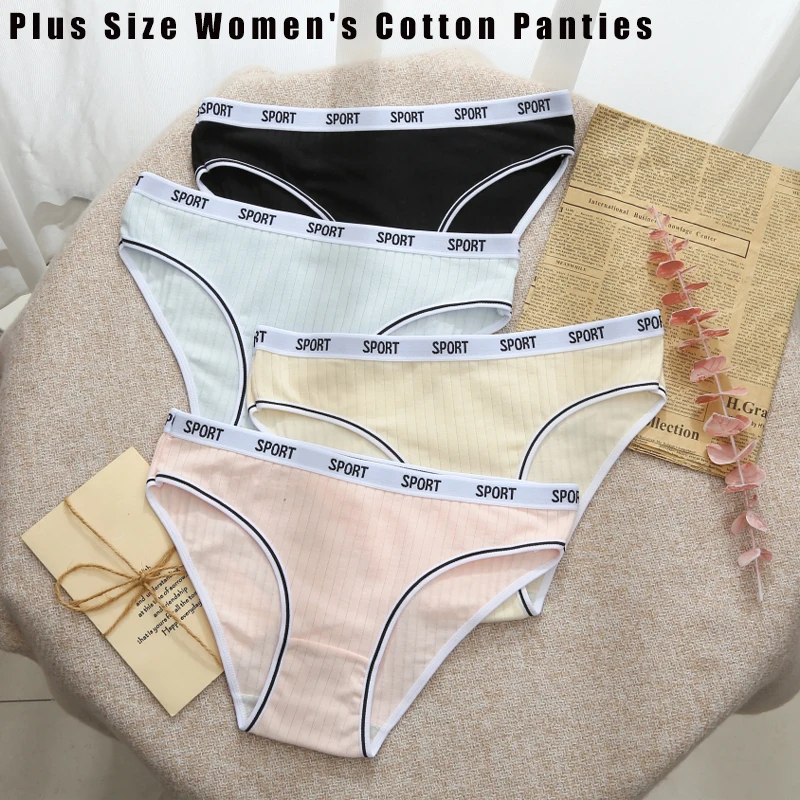 

Women's Triangular Panties Plus Size Underwear Solid Color Letter Underpants Briefs Comfortable Lady Intimates High Waist Briefs