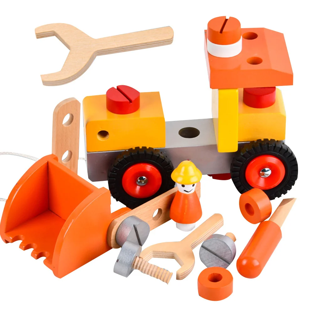 Kit escavatore in legno Costruzione educativa per bambini Pregevole fattura Coordinazione occhio-mano Apprendimento cognitivo assemblato