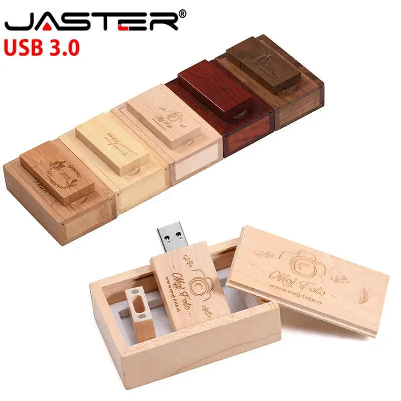 JASTER promotion USB 3.0 External Storage (free custom logo) creative wooden usb+box thumb drive 4GB/8GB/16GB/32GB/64GB