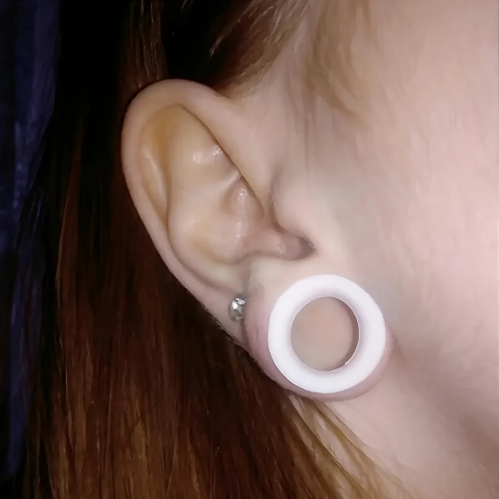 1 Pairs Flexible Soft Thin Silicone Ear Tunnel Earrings Expander Round Hollow Double Flare Ear Gauges Plug