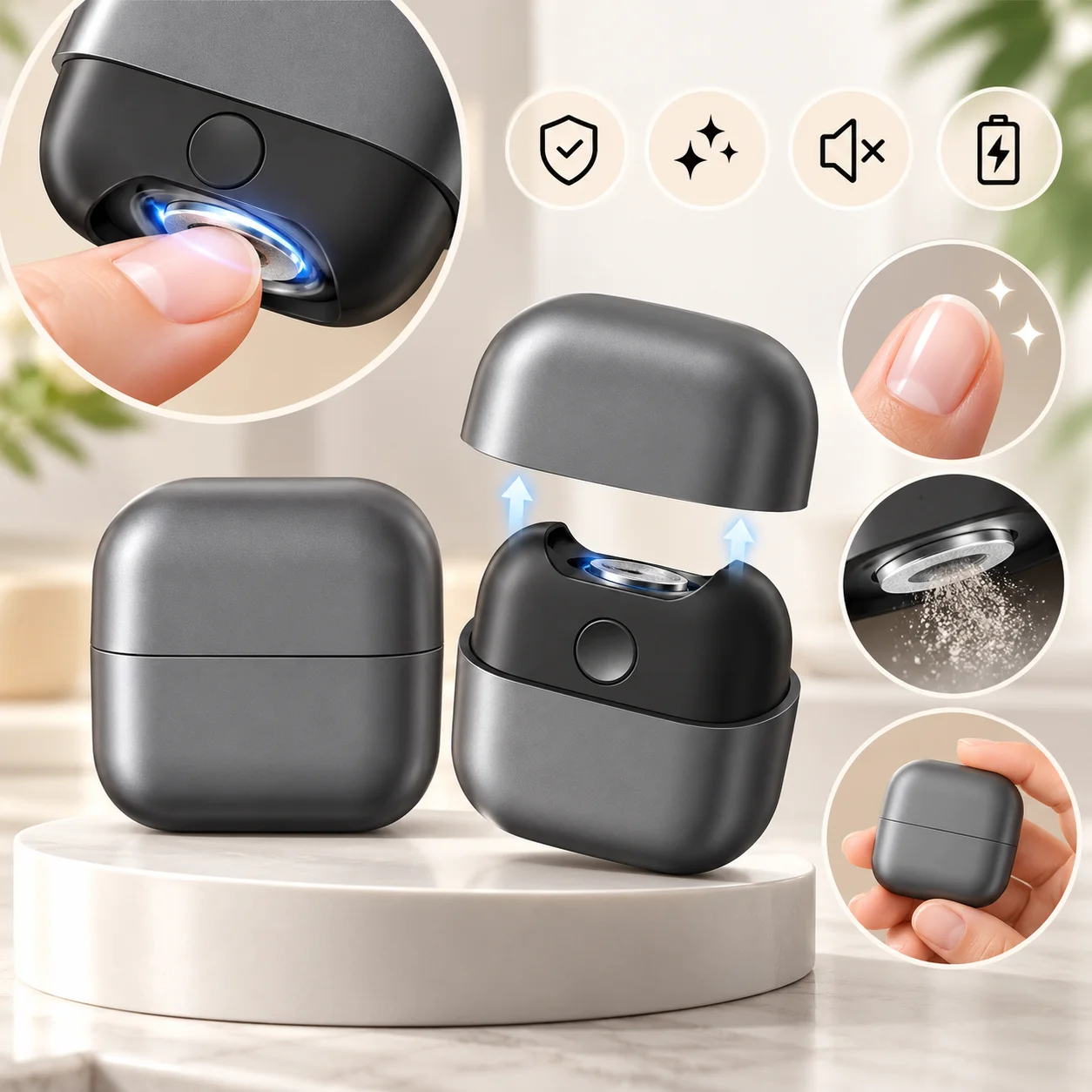 Electric Mute Nail Scissors Rechargeable Mini Nail Clippers For Children Automatic Nail Trimmer Manicure Polishing With Light The Mini and Lightweight Nail Trimmer Is Easy To Carry Around