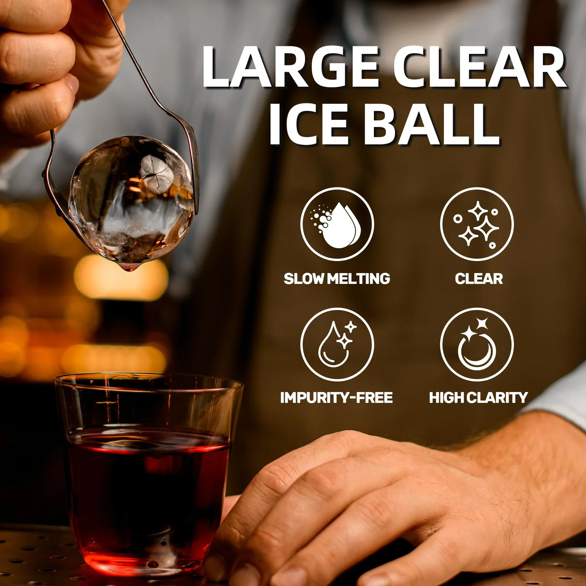 Food Grade Silicone Ice Ball Mold Non Stick Easy Release Bar Kitchen Crystal Clear Whiskey Ice Sphere Maker 64Mm