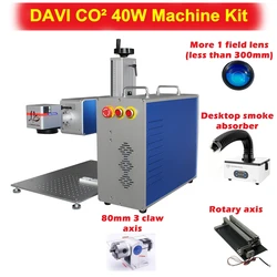 40W CO2 Fiber Laser Marking Machine Non-Metal Wood Acrylic Leather Paper Engraver Cutting Machine with Smoking Instrume