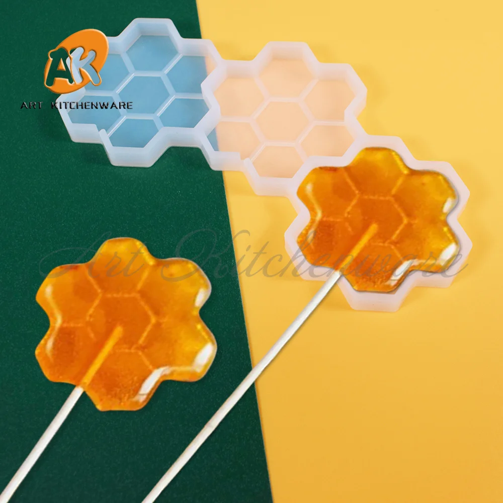 3 Hole Honeycomb Shape Lollipop Silicone Mold Beehive Candy Chocolate Mould DIY Epoxy Resin Model Cake Decorating Tools Bakeware