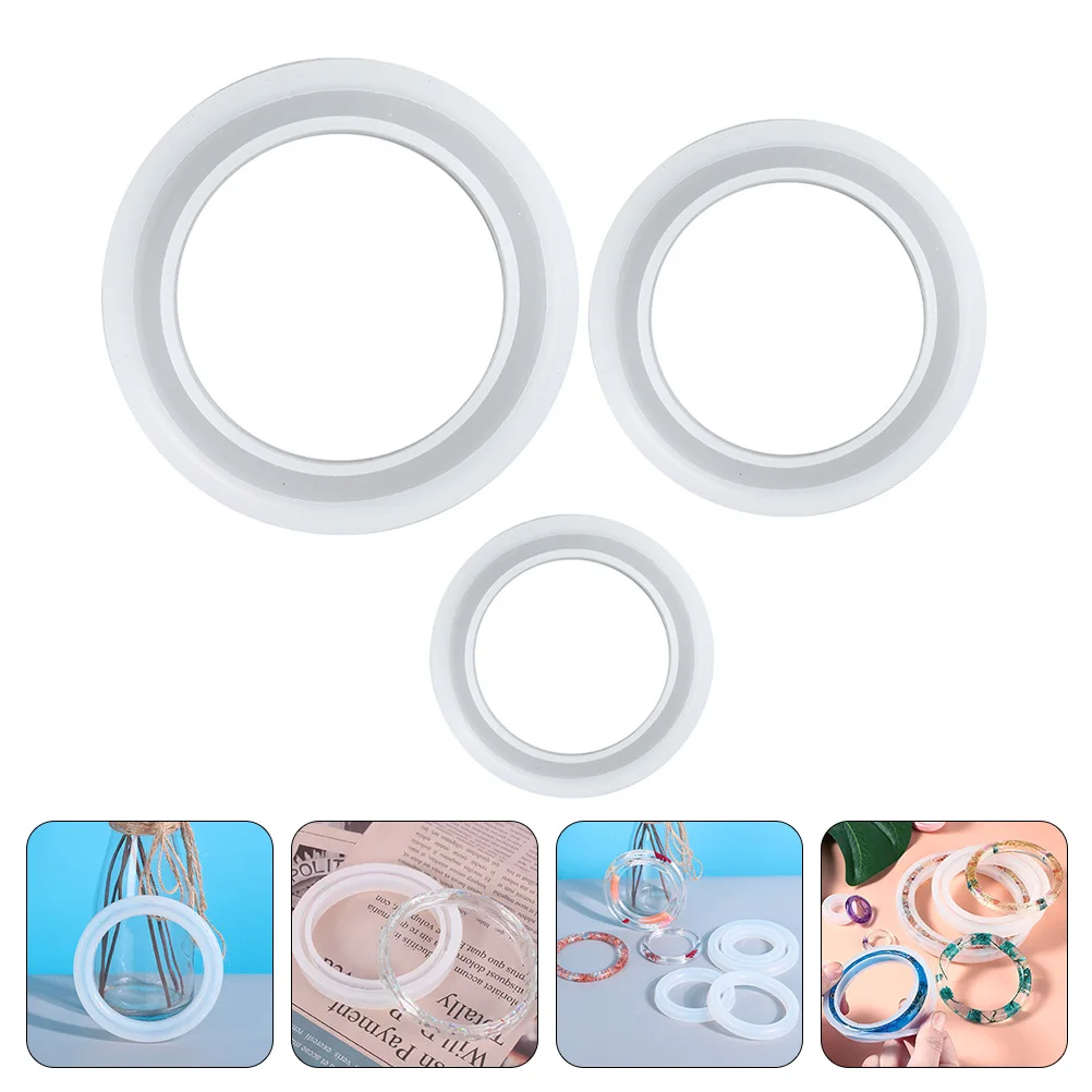 

3 Pcs Crystal Epoxy Mold Silicone Ornament Resin Molds Wristbands Bangle Making Clay Jewelry Bracelet