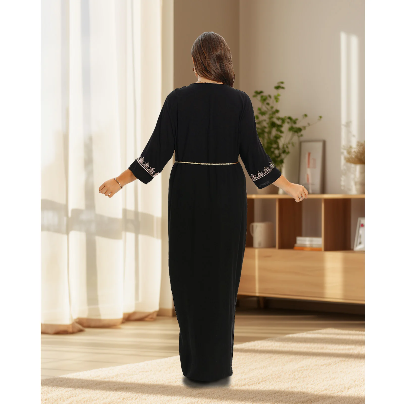 New Style Plus Size Moroccan African Dashiki Cotton Embroidery Abaya O-neck Jilbab Kaftan Loose Boubou Casual Traditional Dress