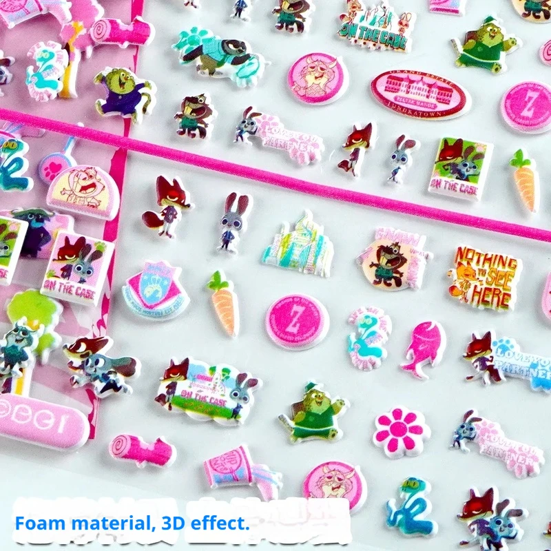 Pegatinas 3D Grandes de Doble Capa de Zootopia, Lindas Pegatinas Decorativas de Dibujos Animados para Auriculares, Papelería, Laptop, Funda de Teléfono