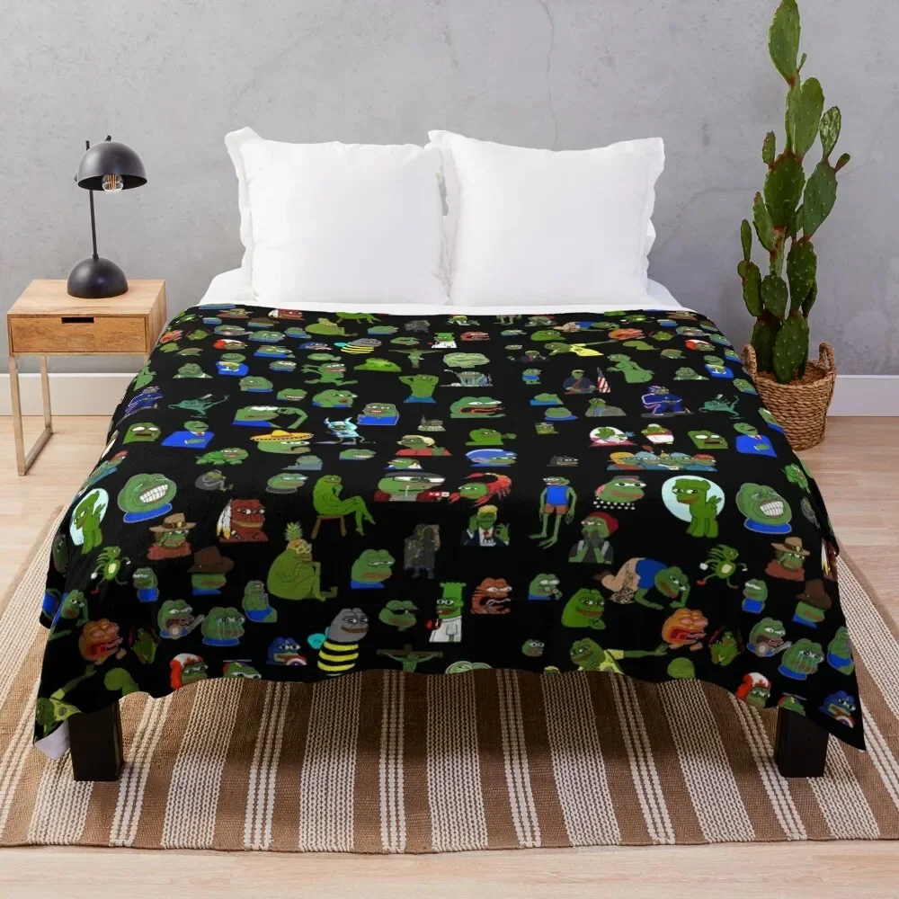 

So Many Pepe's design Throw Blanket Single Thermals For Travel Blankets