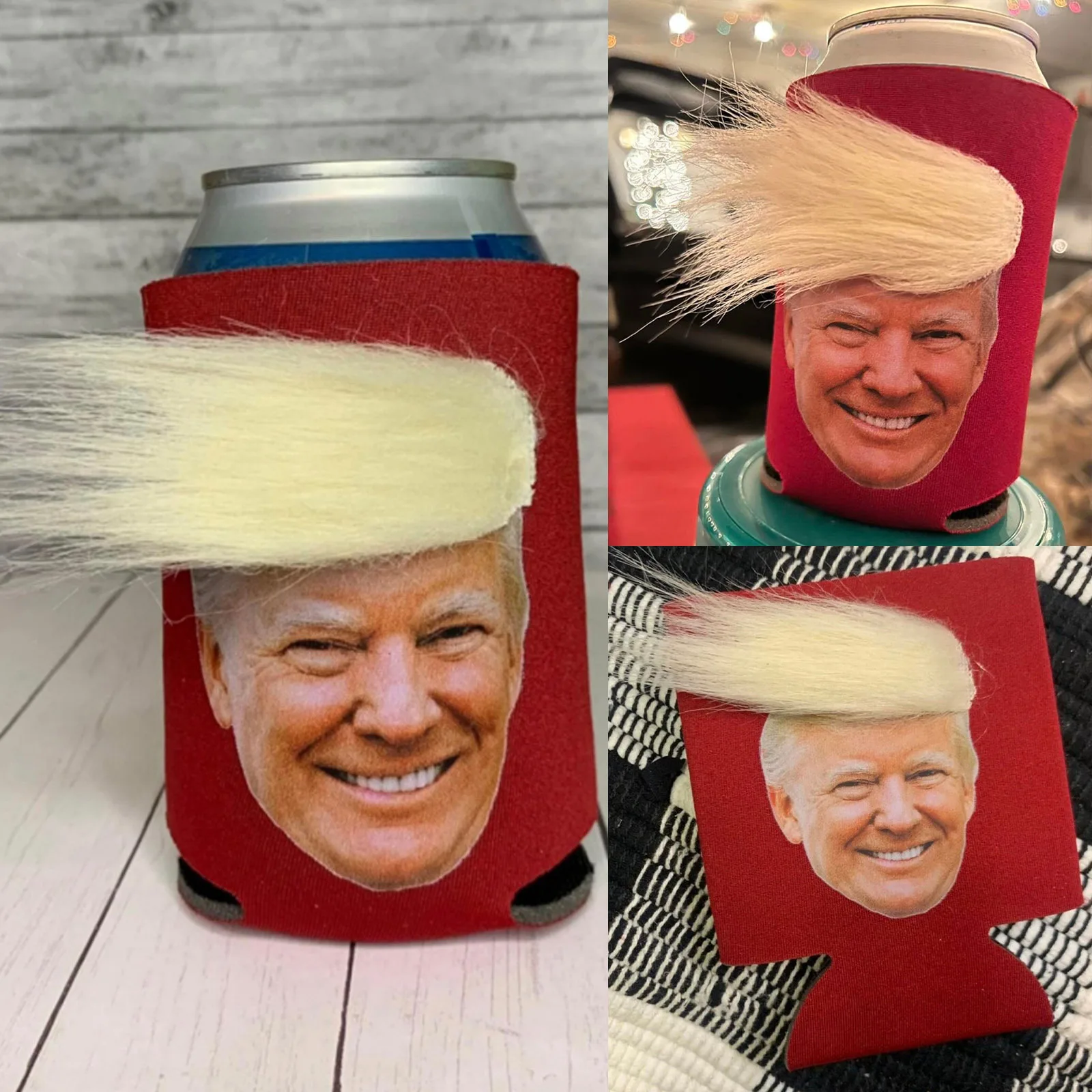 Cup Sleeve French President Trump Funny Hair Coke Cans Coffee Cup Cloth Cover Cloth Non-slip Handle for 30/40/50/60 Oz Bottles