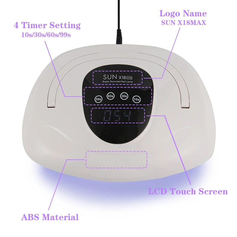 SUN X18MAX 72LEDS Nail Drying Lamp For Nails Gel Polish With Large HD Display Screen Auto Sensor Professional Manicure for Lamp