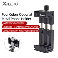 XILETU XJ-8 Tripod Head Bracket Mobile Phone Holder Clip For Phone Flashlight Microphone Clamp for Smartphone Vlog Shooting