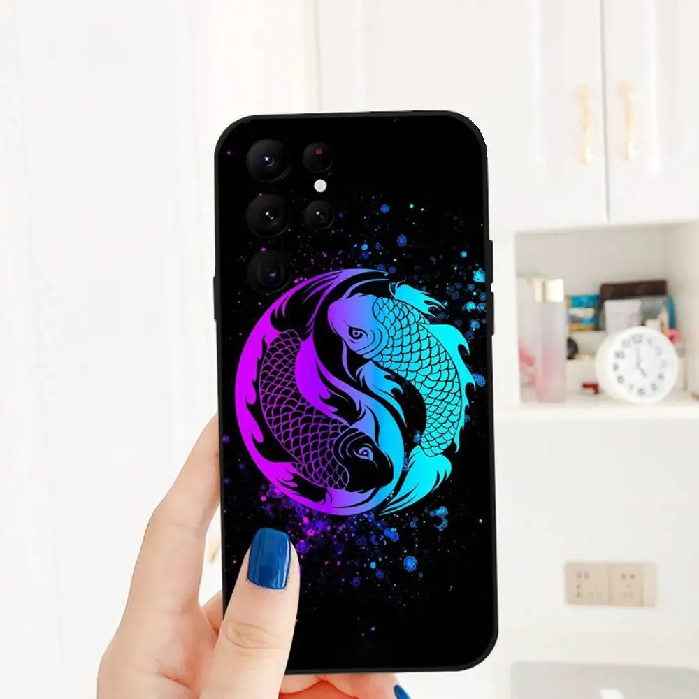 Etui na telefon z japońskim karpiem koi do Samsunga serii S, S20, S21, S22, S23, S24 FE Plus Ultra, z nadrukiem, wykonane z TPU.