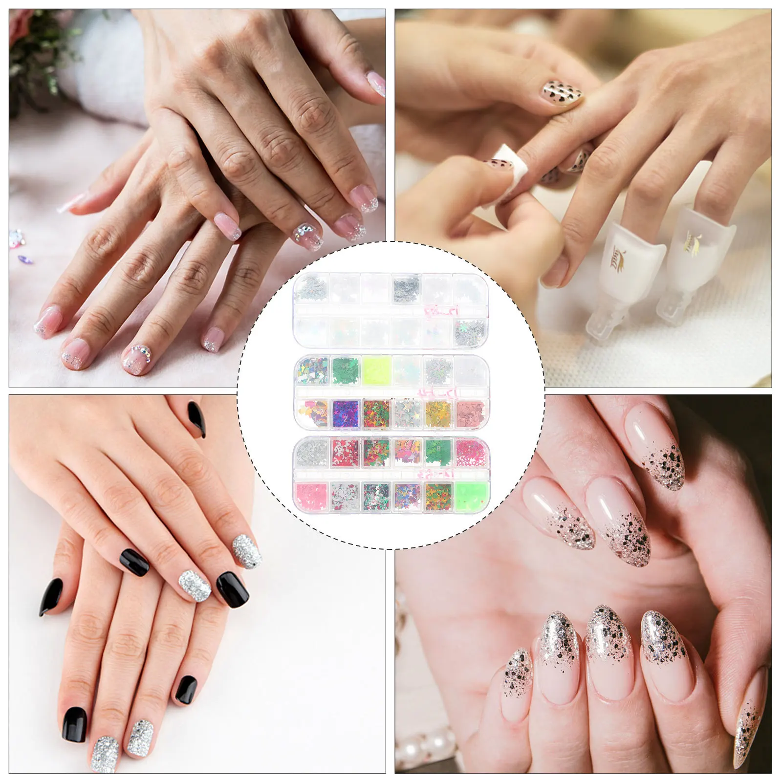 

3 Boxes Nail Sequins Colorful Decorative Charms for Manicure DIY Art Design Wedding Party Holiday Christmas Birthday Use