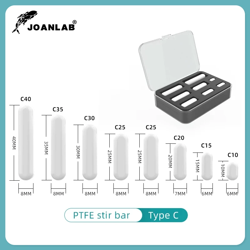 JOANLAB Magnetic Stirrer Bar Size 15mm 20mm 25mm 28mm 30mm 35mm 40mm PTFE Magnetic Stirrer Mixer Stir Bars 10 pcs Lab Supplies