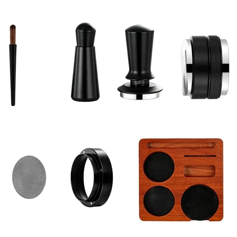 A95I-Espresso Accessories Kit Dual Head Coffee Distributor With Espresso Tamping Station Stirrer Dosing Funnel WDT Tool