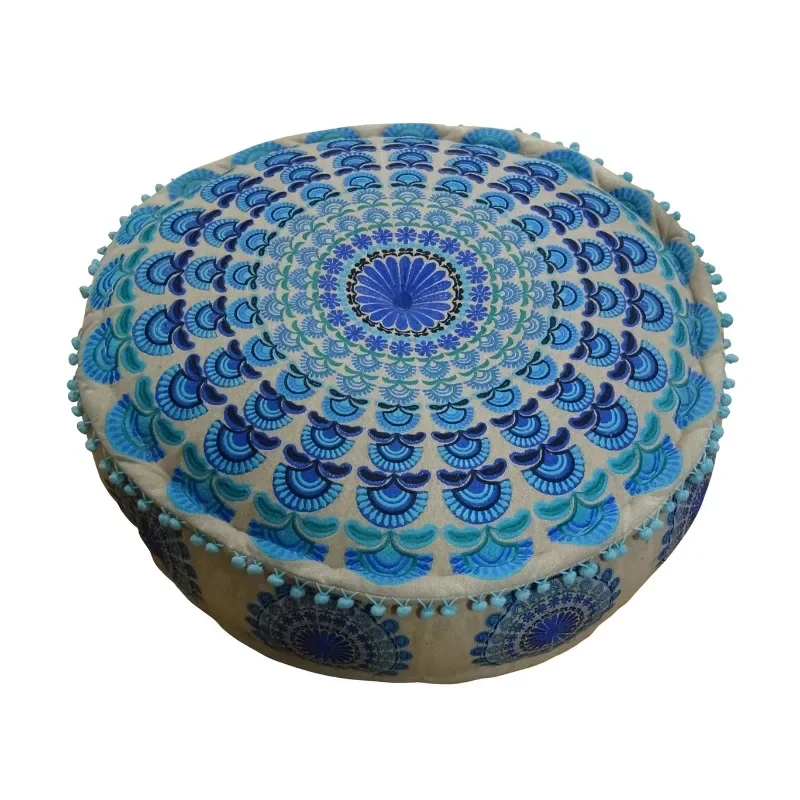 

Round blue beautifully embroidered futon