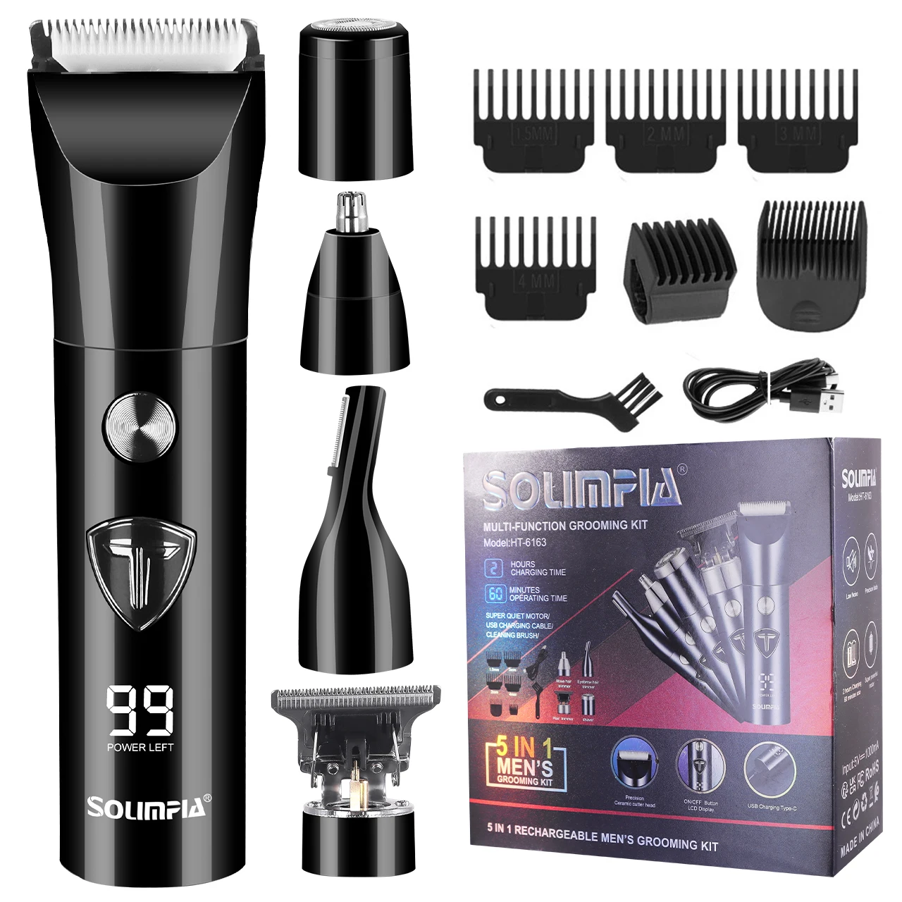 Solimpia Professional Hair Clipper Trimmer Groin & Body Trimmer Men Replaceable Electric Shaver Multifunctional Grooming Machine image 3