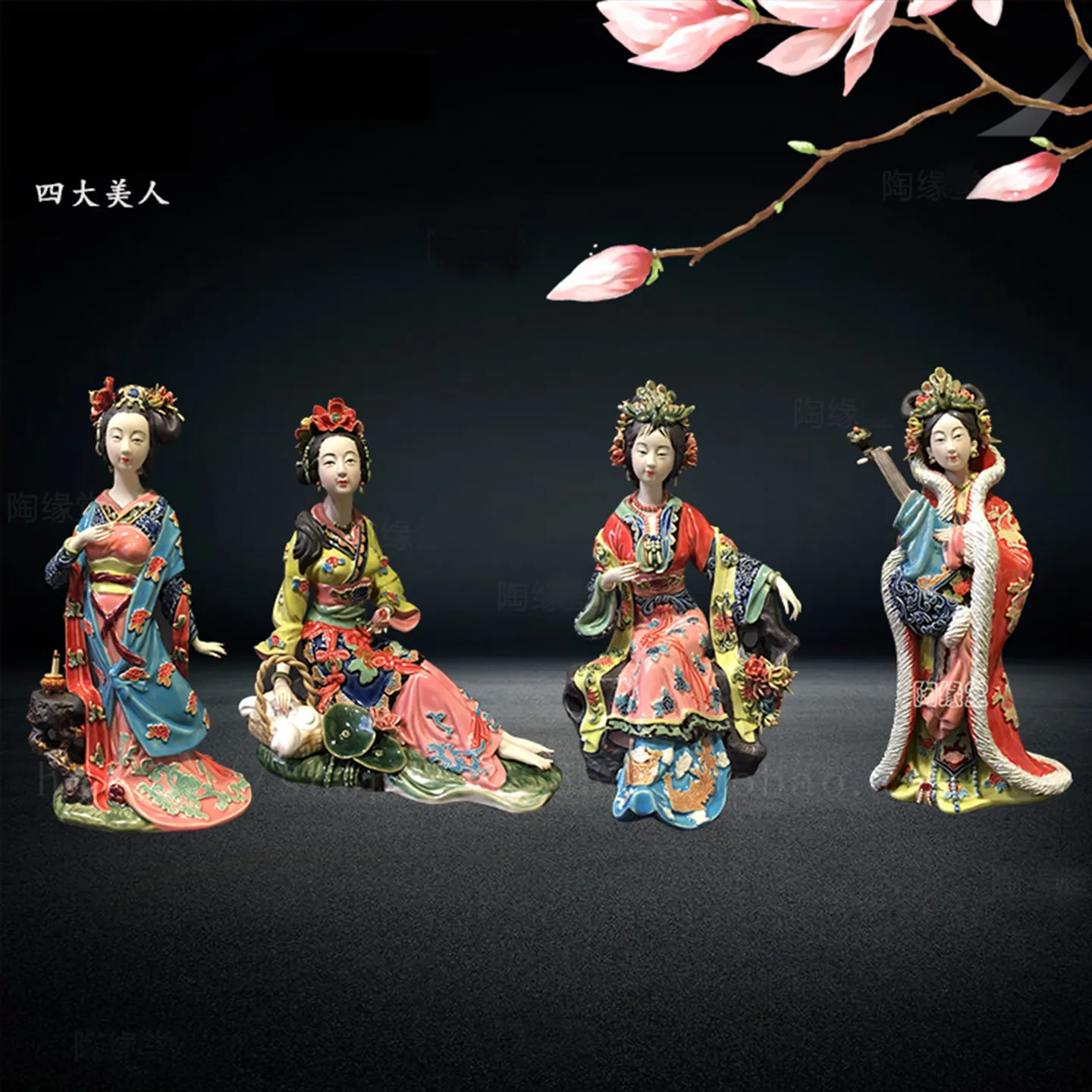 Home decoration, living room TV cabinet, boutique Shiwan ceramic lady ornament, four beauties
