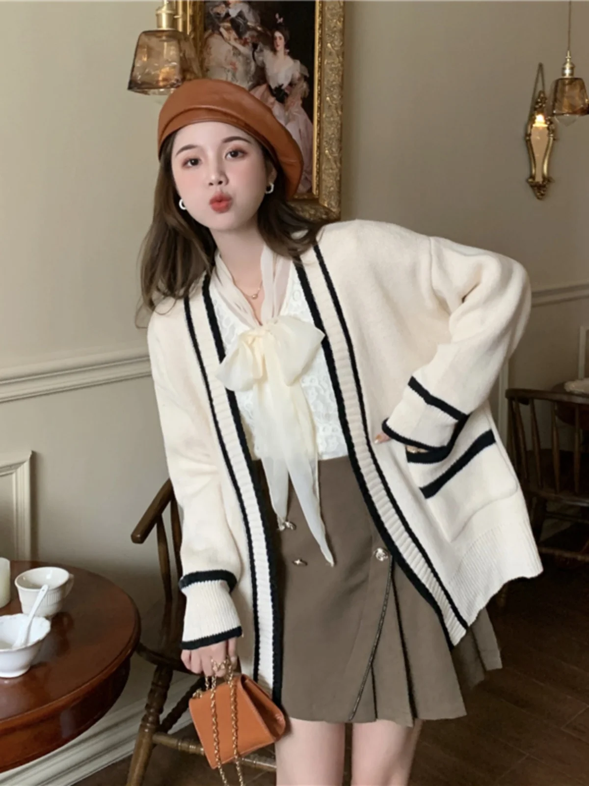 

Spring Autumn High-End Knitted Open Cardigan Women's New Sle Soft Cozy Outerwear Long Sve Sweater Jaet Gentle Wind