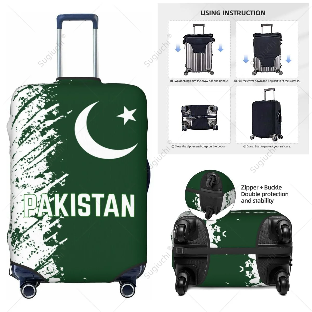 

Pakistan Flag Luggage Cover Suitcase Elastic Dust Case Travel Accessories Printed Baggage Case Protective