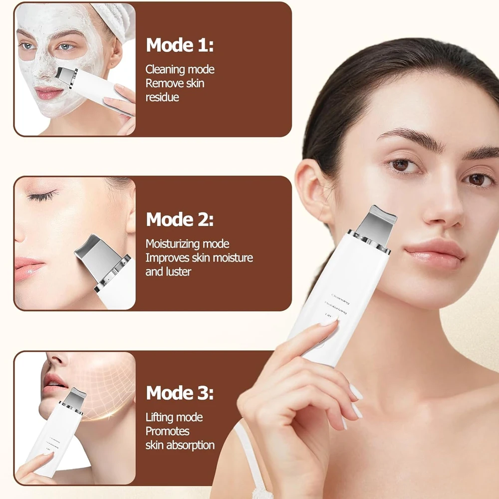 Épurateur de peau électrique à ultrasons, spatule vibrante pour le visage, dissolvant de points noirs, Lifting du visage, nettoyage, soins de la peau à ultrasons