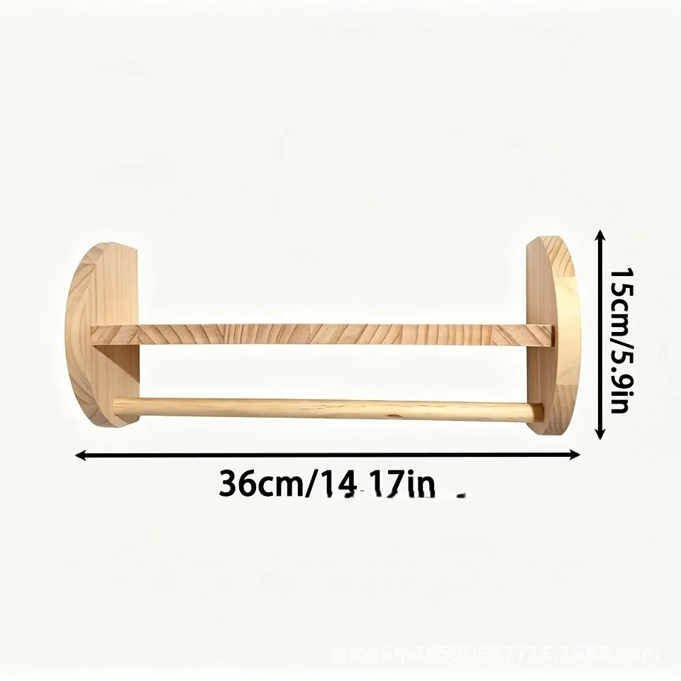 Solid wood wall-mounted towel rack with storage for the bathroom, no drilling required, wall storage for the restroom