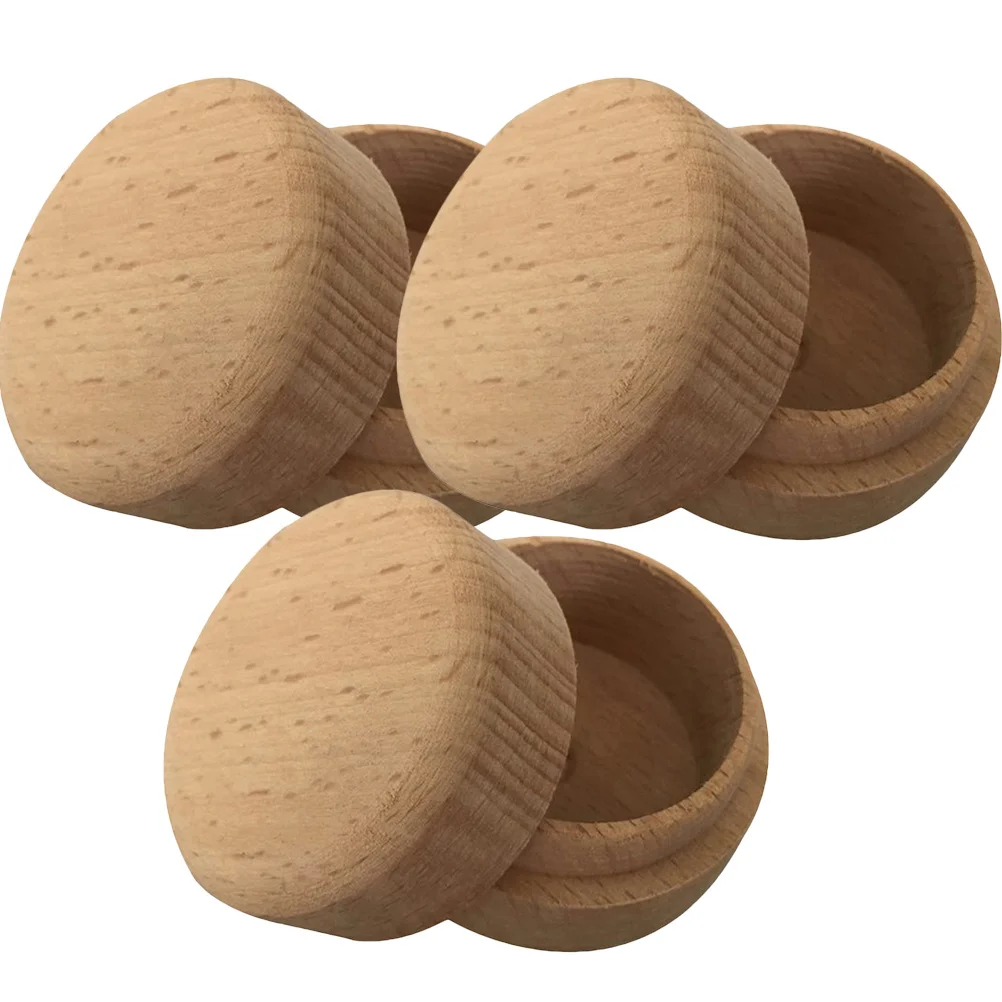 

3Pcs Round Wooden Ring Box Natural Wood Jewelry Box Proposal Engagement Wedding Ring Case Storage Holder Gift Round Shaped Boxes