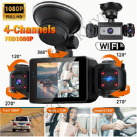360° Car DashCam WIFI 3/4 Channels Video Recorder 1080P Car DVR 3Lens Front left right Rear View camera Night Vision Black Box
