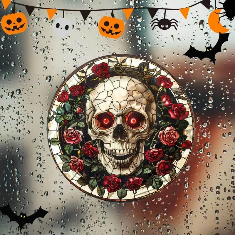 Skeleton Window Stickers Reusable Scary Halloween Window Clings Waterproof Decal Electrostatic Application For Bathroom Door