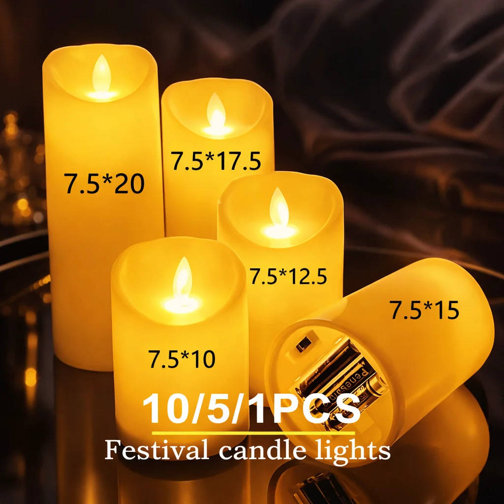 Wholesale LED Flameless Candles Flickering Light for Christmas Wedding Birthday Party Decor, 1–10PCS Battery Operated Candle