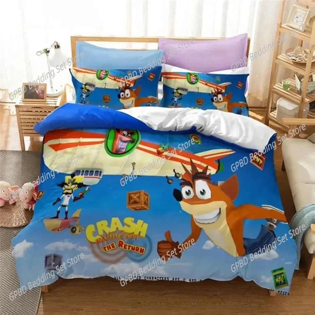 Game Crash Bandicoot Comfortable Duvet Quilt Cover Pillowcase Bedding Set Children Bedroom Decoration Home Textile