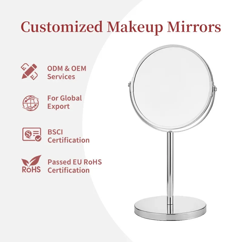 Metal Makeup Mirror, Tabletop, Double-sided Rotating Magnifying Beauty Mirror, Household Ins-style Makeup and Beauty Mirror
