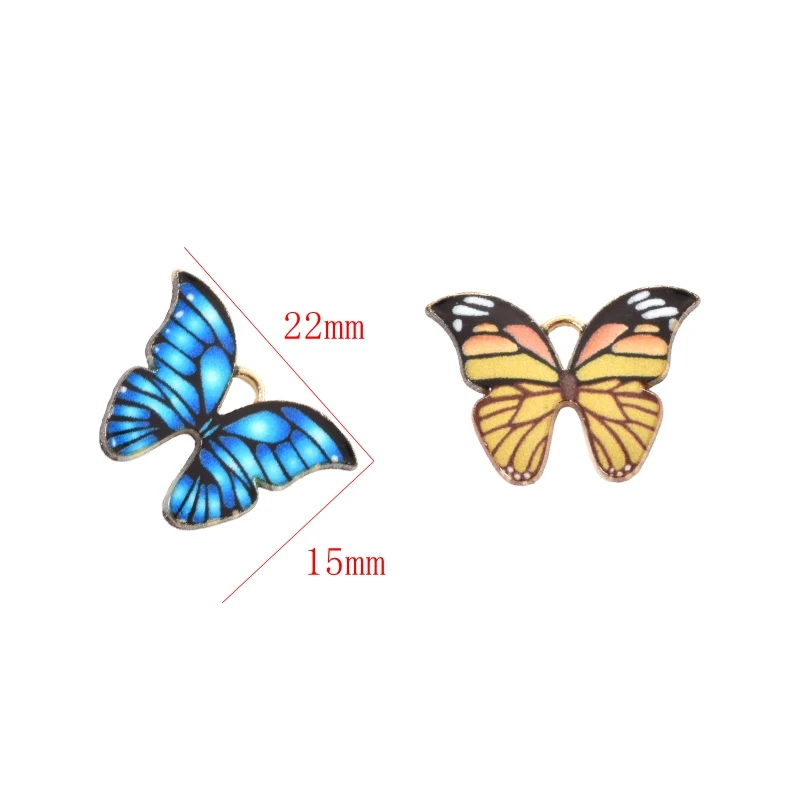 10pcs Tropical Style Colorful Butterfly Charms Alloy Metal Enamel Pendants For DIY Necklace Bracelet Jewelry Making Accessories