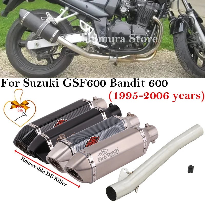 

Для Suzuki GSF600 Bandit 600 1995 - 2006 выхлопная труба среднего соединения мотоцикла 51 мм глушитель из углеродного волокна Escape DB Killer