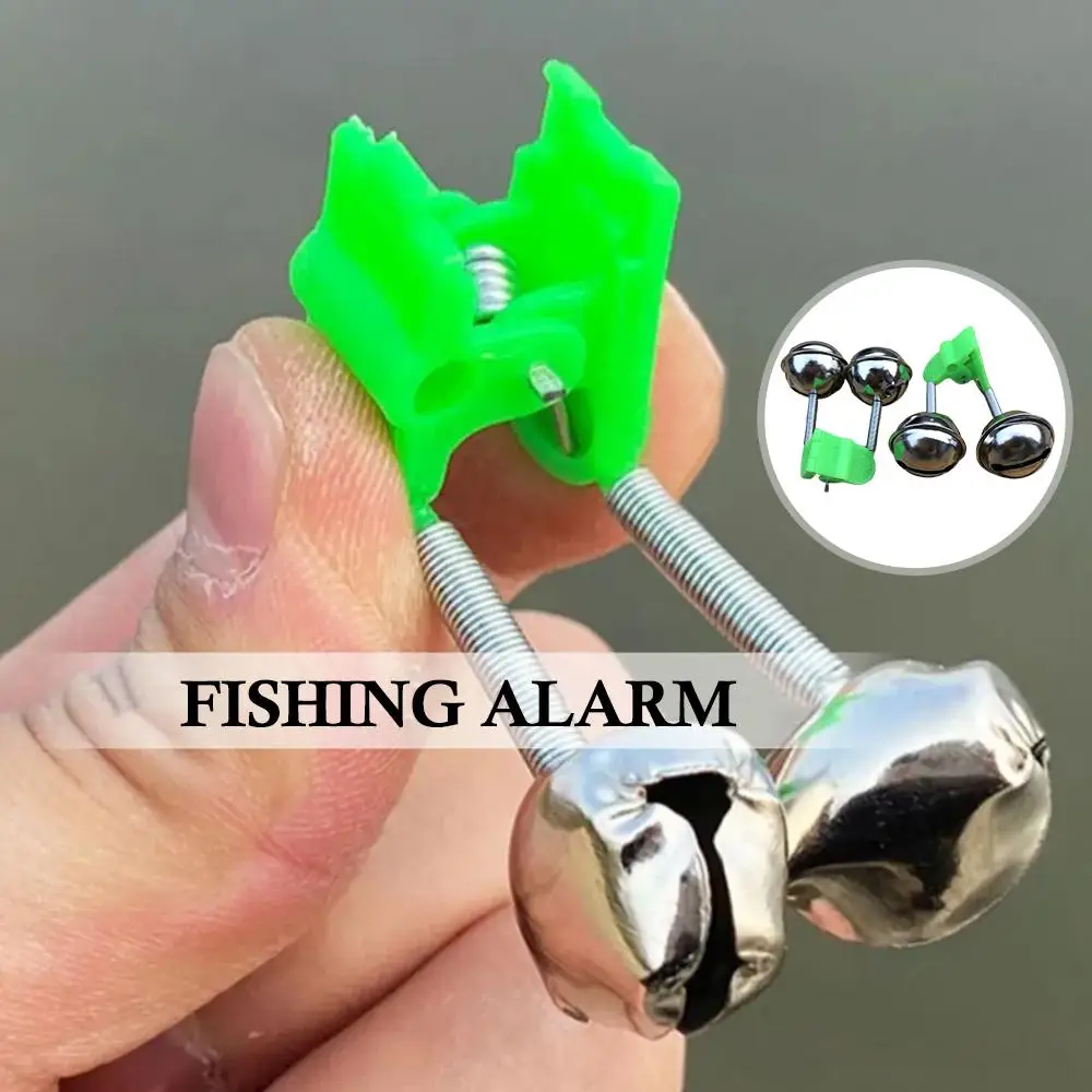 10pcs Fishing Bite Alarms Fishing Rod Bells Tip Clip Bells Ring Green ABS Fishing Accessory Outdoor Pole Fish Bites Indicators