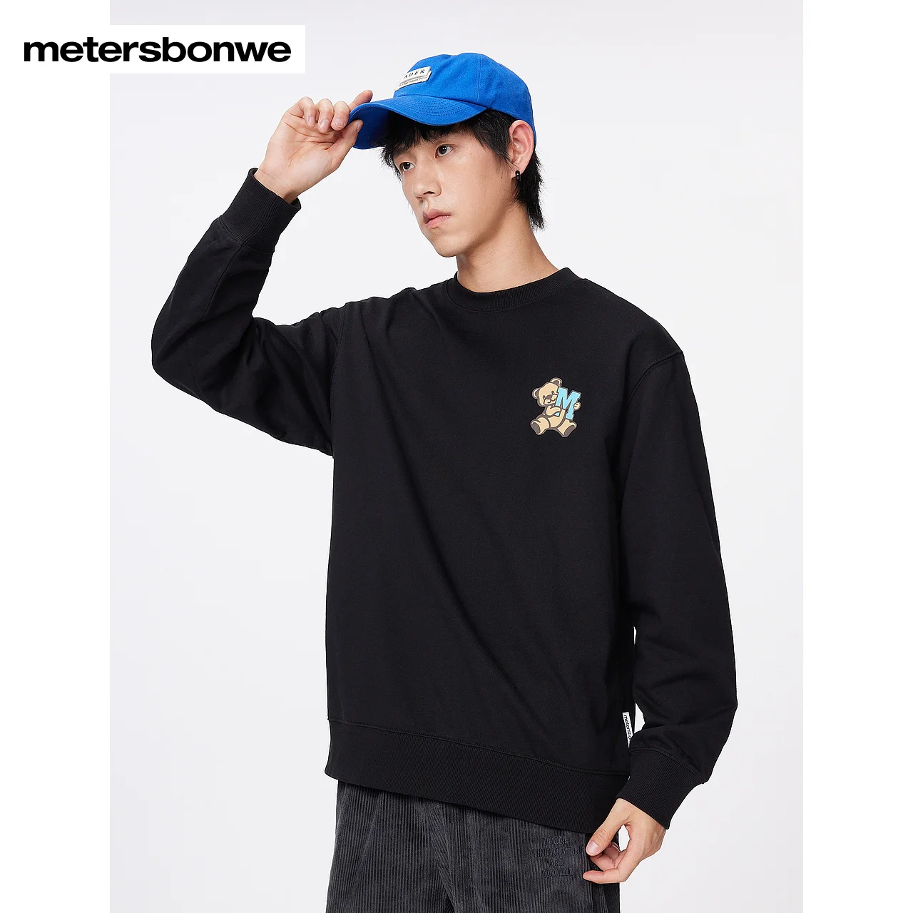 Metersbowne Round Neck Hoodie Men Winter New Fashion Cartoon Print Pullover Jacket High-Quality Brand Top