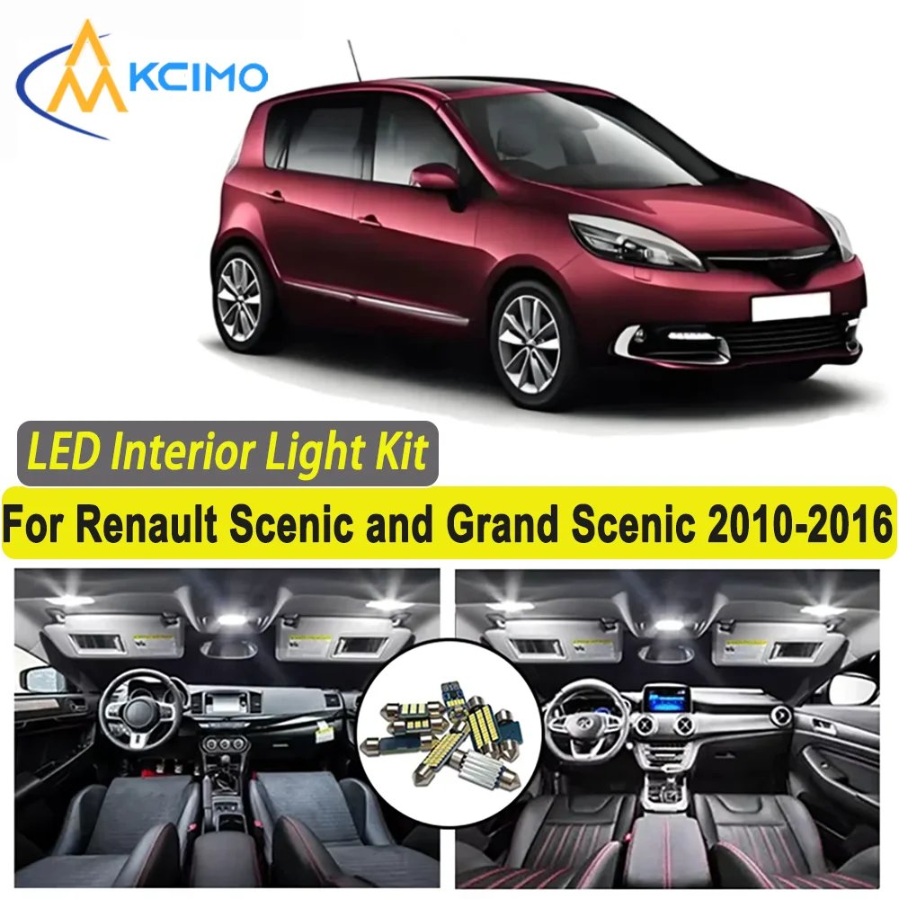 

Kcimo LED For Renault Scenic and Grand Scenic 3 MK3 (2010-2016) Premium Bright LED Interior Dome Map Trunk Light Kit Car Led