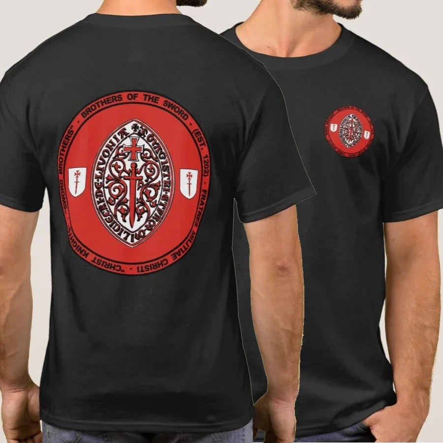 Brothers of The Sword Teutonic Knight Seal Printed T-Shirt 100% Cotton O-Neck Summer Short Sleeve Casual Mens T-shirt Size S-3XL