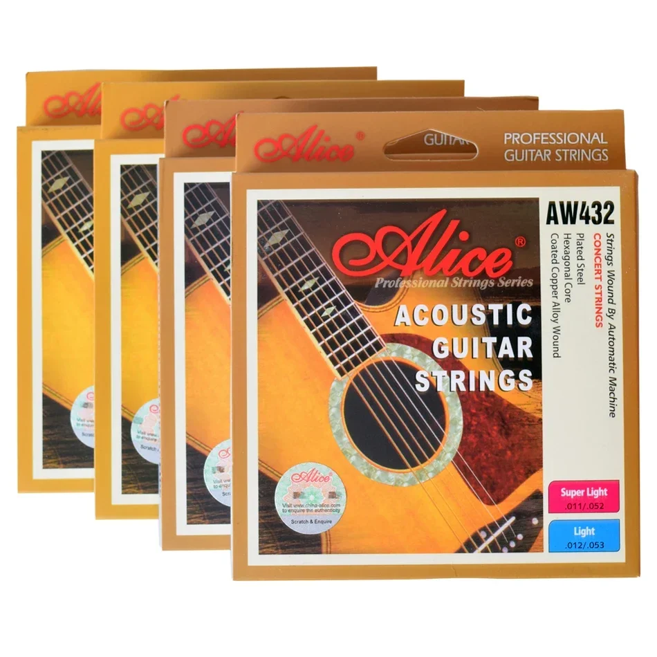 Alice AW432 1 Set Acoustic Guitar Strings 011-052, 012-053 Light,Super Light Copper Alloy Wound Anti-Rust Guitarra Parts