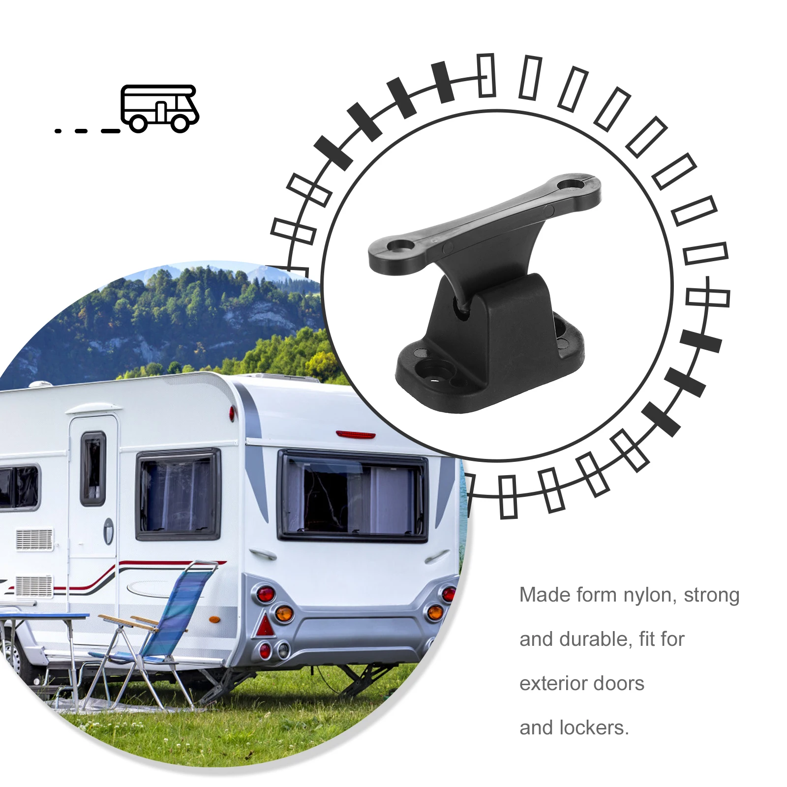 

Nylon Door Retainer Black For RV Caravan Strong Easy Install Door Stop Catch Holder Suction Accessories Trailer Latch