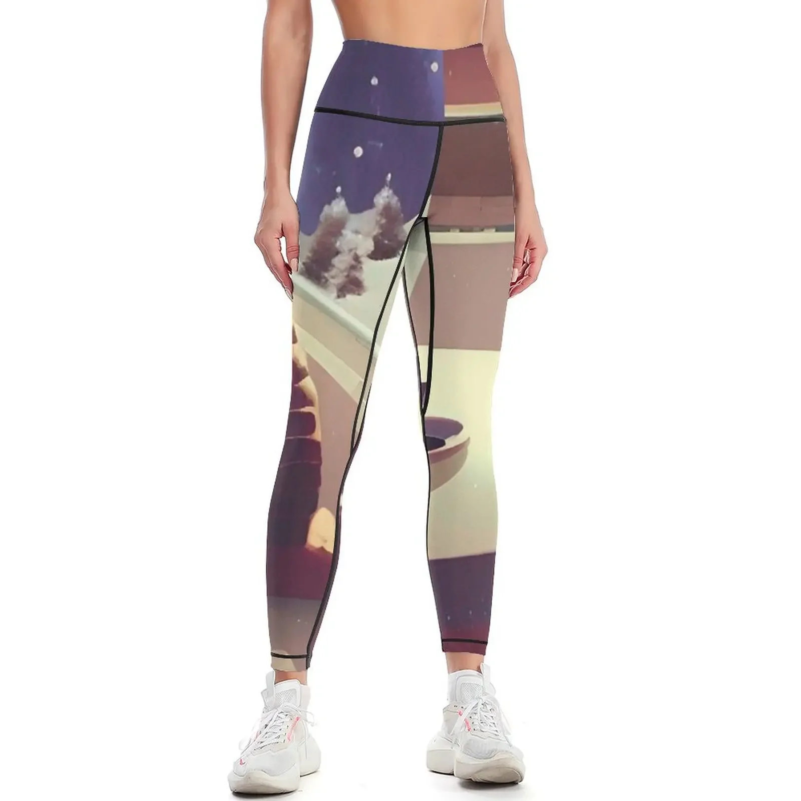 

Astronaut diner drinking coffee retrofuturism Leggings harem pants Training pants Leginsy push up legging gym Womens Leggings