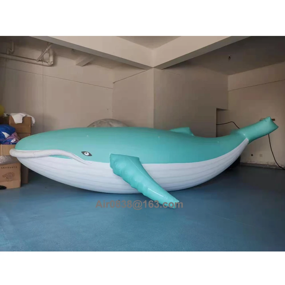 Ballena inflable simulada con luces LED, modelo de tiburón sellado con aire colgante, decoración de animales jorobados, tema marino, a la venta