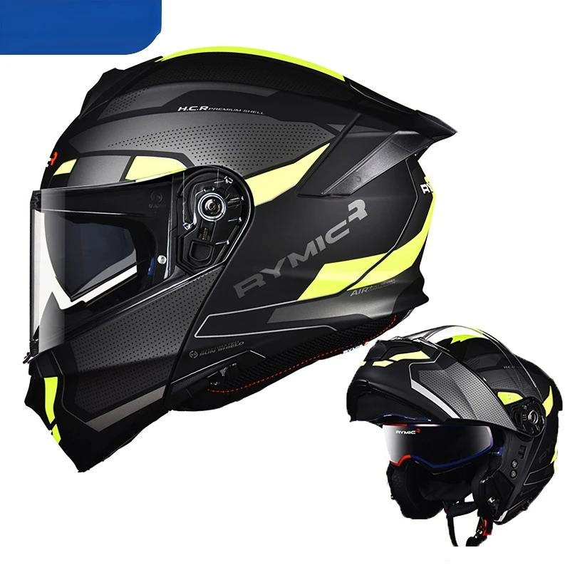 RYMIC Vinyage Motorcycle Flip Up Helmet Motorbike Full Face Modular Motorcycle Riding Helmets Capacete Mota Cascos Moto