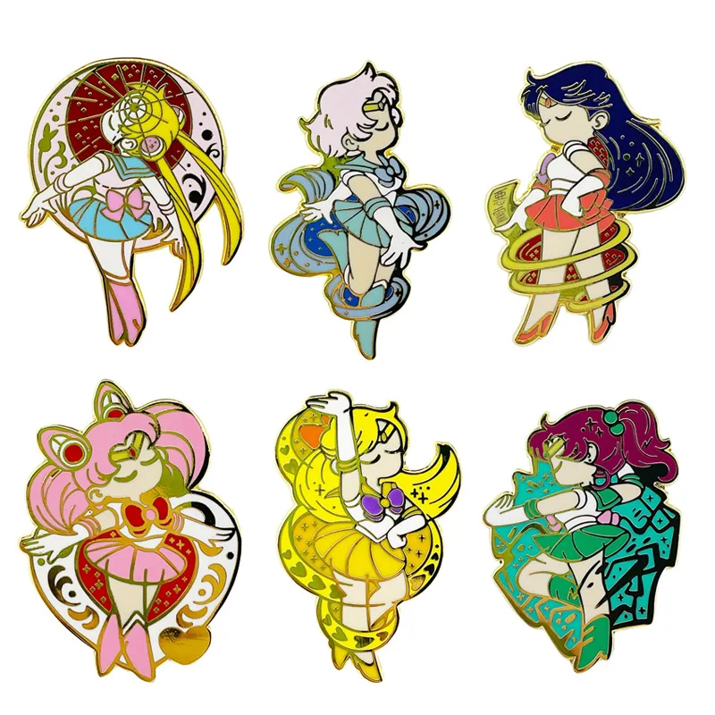 

Sailor Moon Cute Brooches Cartoon Anime Figures Metal Enamel Brooch Cartoon Pin Backpack Badge Kids Gift