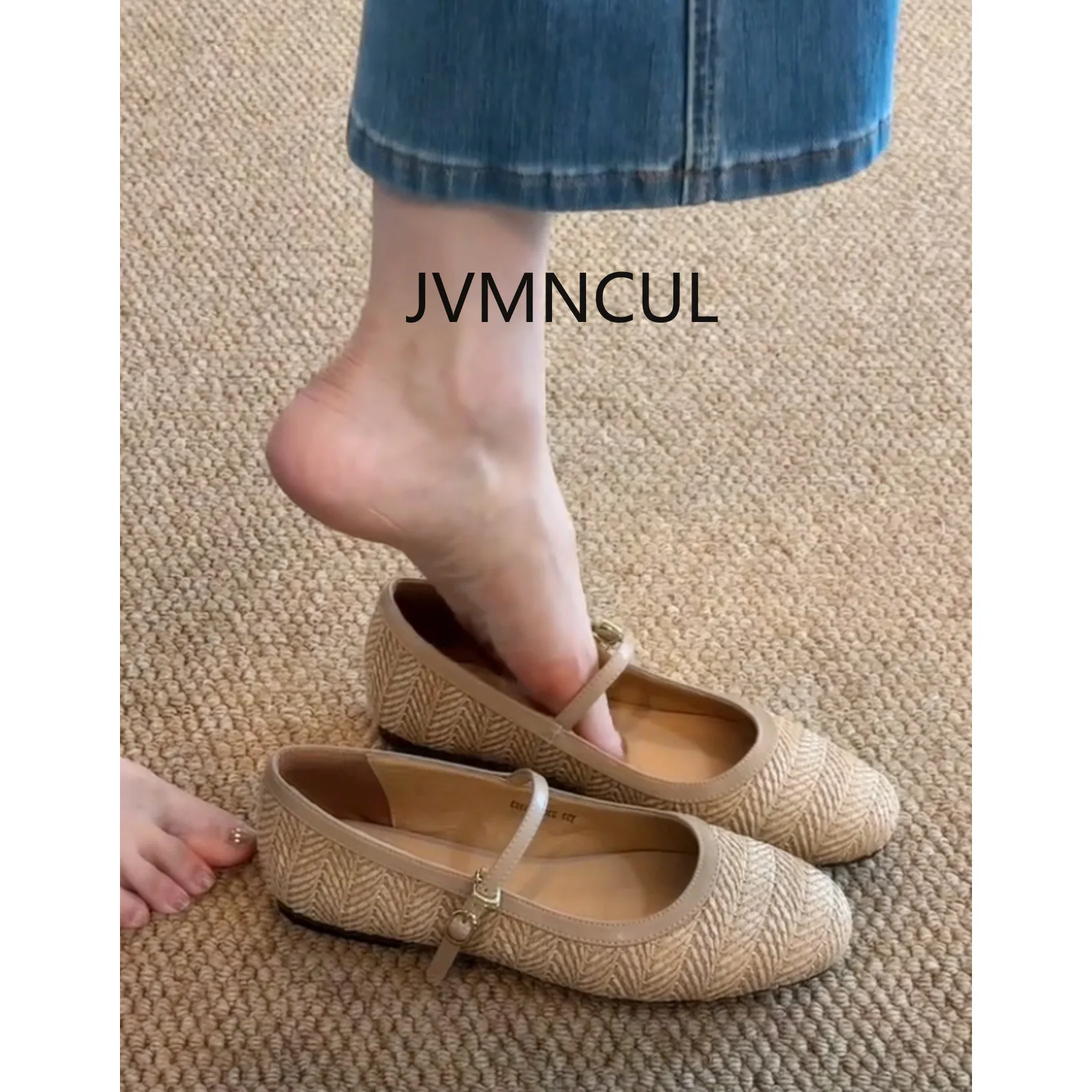 

Женские французские винтажные балетки Мэри Джейн из натуральной овчины с круглым носком и плетеным ремешком, универсальные балетки на плоской подошве с носком