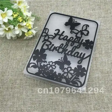 

Flower happy Birthday print DIY Plastic Embossing Folders for DIY Scrapbooking Paper Craft/Card Making Decoration Supplies